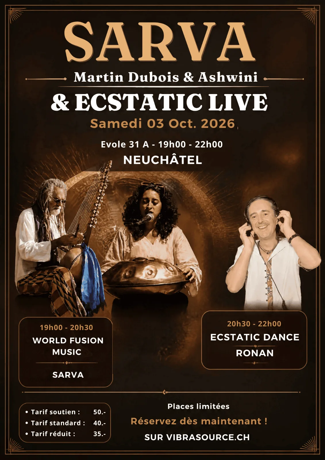 ✨ CONCERT LIVE WORLD FUSION & ECSTATIC DANCE ✨ 🗓 Samedi 3 octobre 2026 | Salle Ton sur Ton (Neuchâtel)